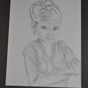 Original Art Pencil Sketch - Grumpy Indian Boy